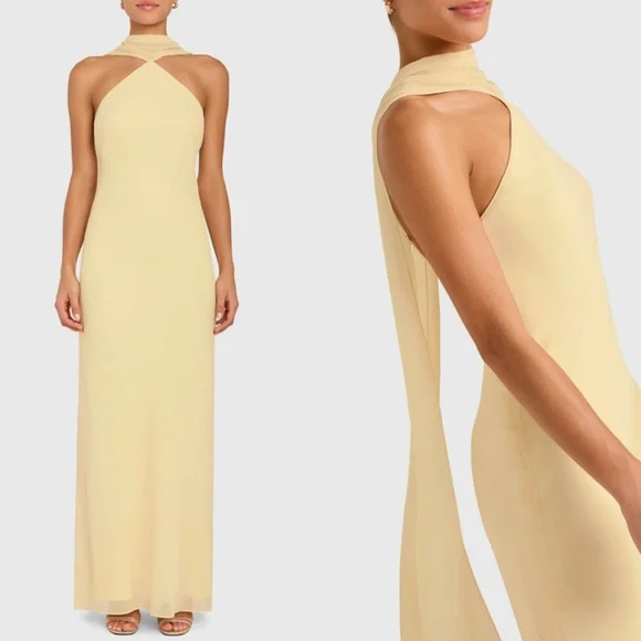 Amanda Uprichard Ashton Maxi Dress in Cornsilk Yellow Size XS NEW! New with tags - Picture 2 of 10